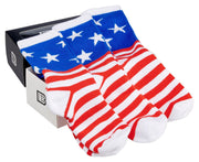 Bamboo Sports Bamboo Sports Red White and Blue Premium Bamboo Rayon Crew Work Socks- Moisture Wicking, Odor Eliminating Red, White, and Blue American Flag 4th of July Socks for Men and Women Gift Box 3 Pair