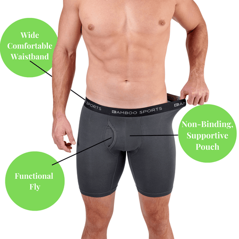 Bamboo Sports Men's 6" Inseam Bamboo Boxer Briefs - 4 Pack
