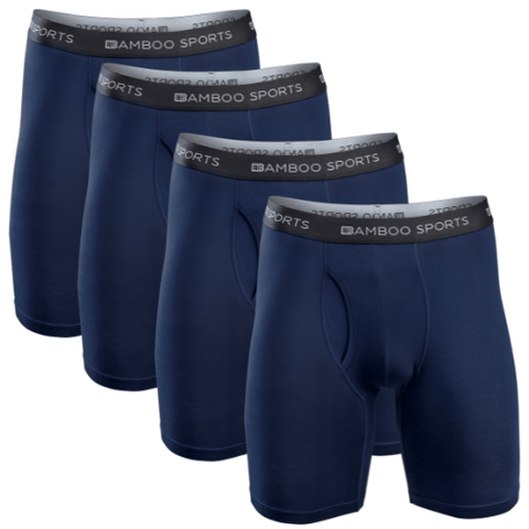 Bamboo Sports Men's 6" Inseam Bamboo Boxer Briefs - 4 Pack