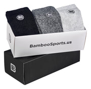 Bamboo Sports Assorted Gift Box / Large Premium Bamboo Crew Socks (3 Pack)