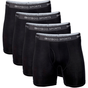 Bamboo Sports Men's Underwear Medium / Black Men's 4" Inseam Bamboo Boxer Briefs - 4 Pack
